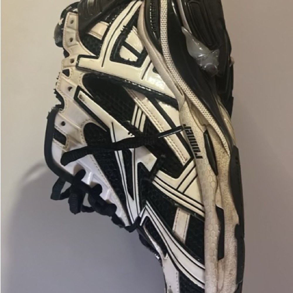 Balenciaga Men's Black and White Athletic Shoes